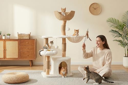 Árbol moderno para gatos grandes interior con cama y rascador miniatura 2