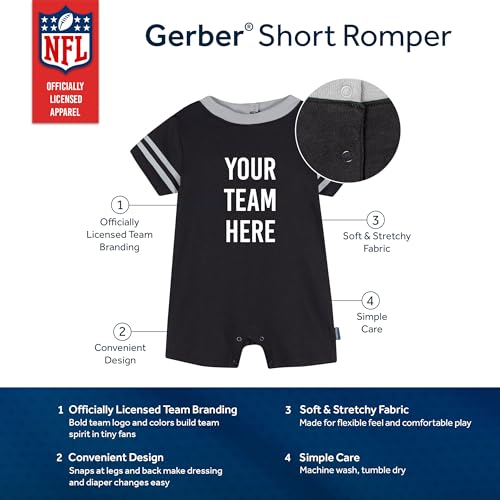 Gerber Baby NFL Team Short Sleeve Romper, Bills, 0-3 Months - image 5