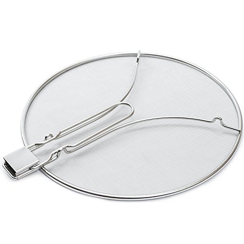 Cooking Pan Covers: Large Stainless Steel Splatter Screens for Frying Pan with Mesh Cover and Folding Handle - Heavy Duty Round Splash Guard Cooking, Grease Splatter Guard for Stove Top – 13 Inch
