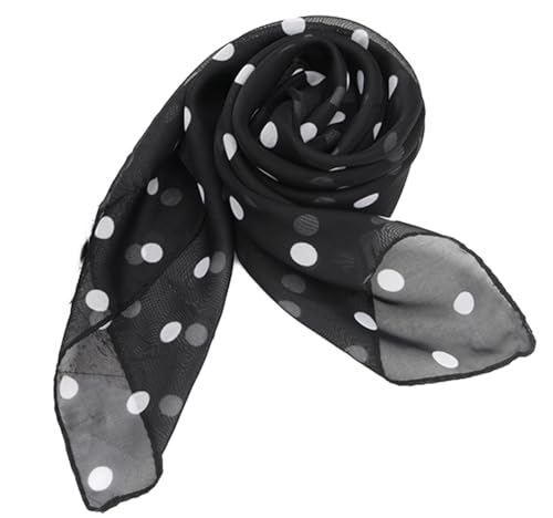 Women Polka Dots Scarf 50s Retro Chiffon Scarf Neck Head Square Scarf2