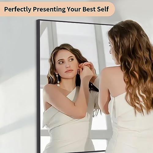 Koonmi Black Rectangle Wall Mirror, 20x30 Inch Bathroom Mirror, Aluminum Frame Vanity Mirror for Entryway, Living Room, Bedroom Bathroom, Hangs Horizontally or Vertically