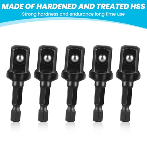 Image of 1 /2 Impact Adapter 5Pcs Square Socket Bit Adapter Black Drill Socket Adapter Impact Socket Adapter Set For Impact Driver Automotive Diy Extension Socket Driver Bits Manual Impact Driver(1 /2x50mm)