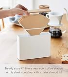 Yamazaki 3097 Tosca Coffee Paper Filter Case duży, biały, stal/drewno, minimalistyczny, 21 x 5 x 15,5 cm