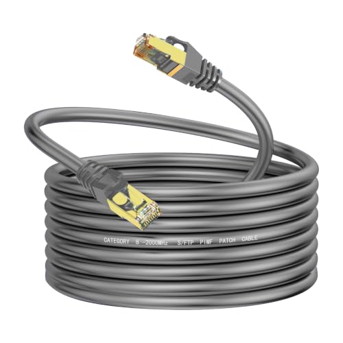 LEKVKM Cat8 10FT Ethernet Cable,S/FTP Shielded RJ45,40Gbps Cord–Grey - image 1