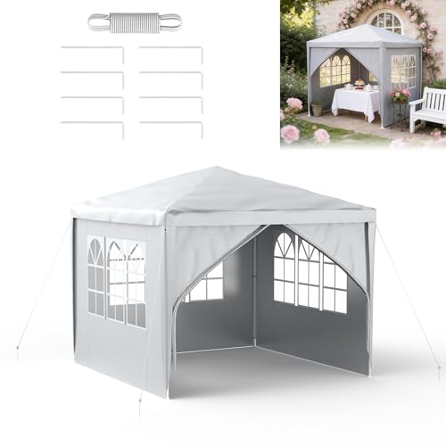 ACXIN Tonnelle de jardin, 3 x 3 m, avec 4 panneaux latéraux, étanche, cadre en acier robuste, protection solaire et résistante aux intempéries, tissu Oxford, tonnelle de jardin ou de barbecue, pour