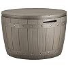 YITAHOME 33 Gallon Round Deck Box Outdoor Storage Box for Patio FurniturePatio Table for Cushion Pool Accessories Waterproof Resin Easy Assembly Lightweight Light Brown