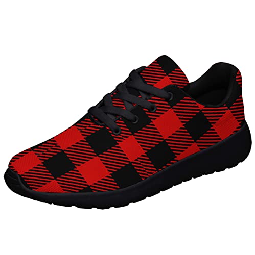 Sonzj-II Plaid Shoes for Womens Mens Athletic Tennis Sneakers Lightweight Walking Running Buffalo Plaid Shoes Gifts for Boy Girl - Main Image