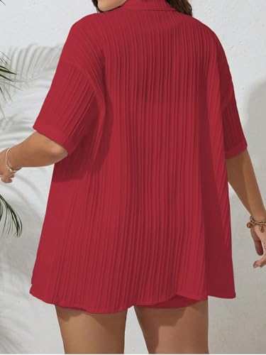 Image of Leriya Fashion Co-ord Set for Women Stylish Solid Poly Lycra Cotton | Textured Pyjama Set For Woman Travel Beach & Holiday Look | Oversized Loose Fit Trendy Top & Shorts for Summer Day Vacation