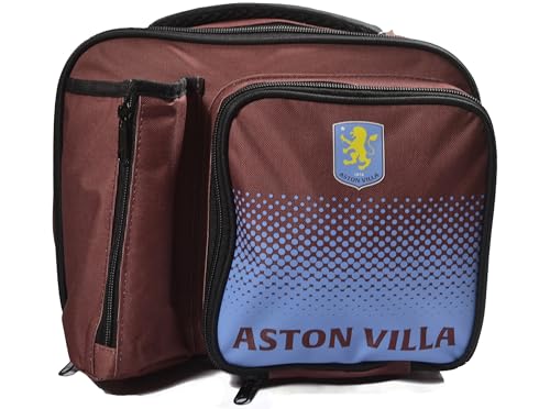 FOCO Aston Villa Official Lunch Bag with Bottle Holder, Claret and Blue, Fade Design