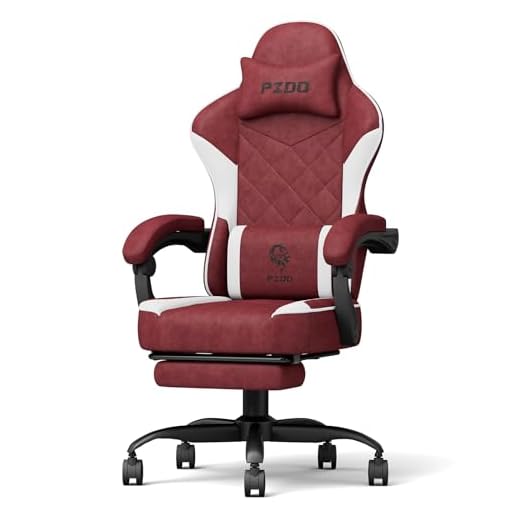 PZDO Silla Gamer Ergonómica Silla Gaming con Reposapiés, Silla Ordenador Oficina Acolchada con Reposacabezas, Soporte Lumbar, Regalo, Adulto, Adolescente(Rojo)