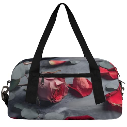 Red Rose Floral Kids Duffle Bag Boys Girls Small Sport Dance Gym Bag for Overnight Travel Weekender Carry On