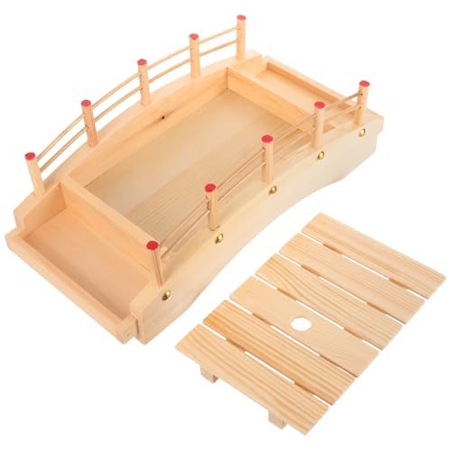 Bandeja de sushi de madera estilo puente 37cm x 18.5cm miniatura 1