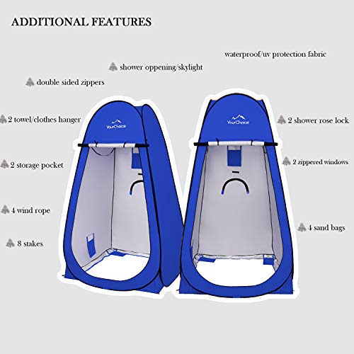Image of Your Choice Pop Up Shower Tent 47.2 inch Wx74.8 /82.7 inch H Privacy Changing Tent | Waterproof Silver Coating Portable Shelter with Carry Bag for Camping, Beach, RV, Hiking, Fishing