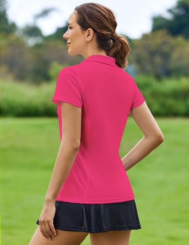 Image of PINSPARK Womens Golf Shirt Short Sleeve Polo V-Neck Quick Dry Tennis Tops | Moisture-wicking Breathable Fabric, Classic Collar, Slim Fit, Ideal for Golf Tennis Pickleball Casual