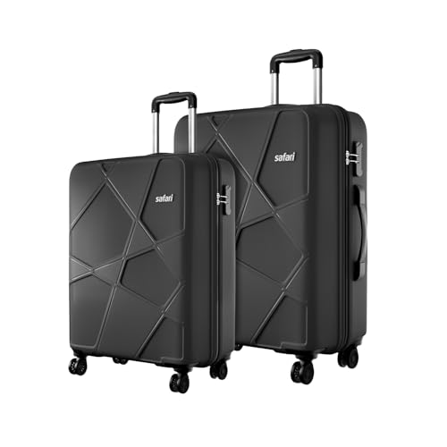 Image of Safari Cabin Pentagon Pro 8 Wheels Set of 2 (+ Medium) Trolley Bags, Hard Case Polypropylene, 360º Wheeling Luggage for Men & Women, Suitcase for Travel, Trolley Bags for Travel, Black