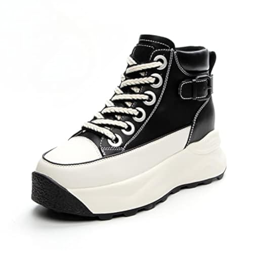 Women's Platform Height Increasing Sneakers,Stylish Comfortable Hidden Height Increase Leather Upper Casual Platform Shoes.