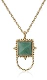 1928 Jewelry Womens Gold-Tone Semi-Precious Aventurine Square Eyeglass/Badge Holder Pendant Enhancer, Green, 30