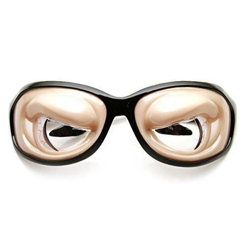 zeroUV Buldging Crazy Eyes Silly Funny Novelty Costume Party Glasses (Black-Clear)