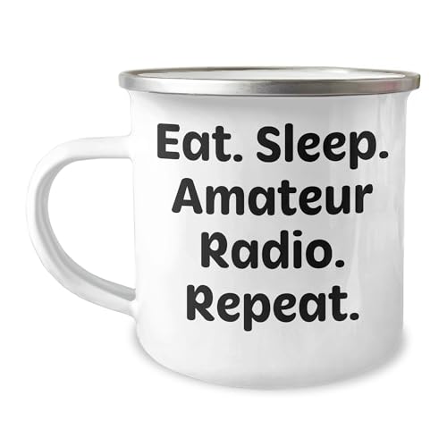 Eat. Sleep. Amateur Radio. Repeat. Camping Mug for Christmas Unique Gifts from Friends and Family