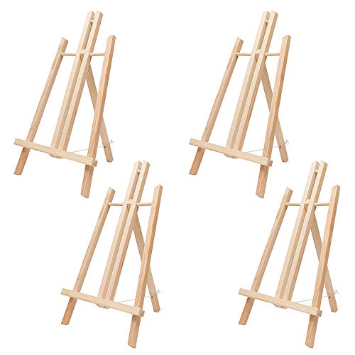 Caballete Portatil de Madera (Pack de 4) - Caballete de Sobremesa Altura de 50cm - Mini Tripode Caballete Madera para Lienzo en Blanco Caballete Pintar para Pinturas al Óleo, Manualidades de Mesa