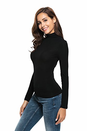 Womens Long Sleeve Mock Turtleneck Stretch Fitted Underscrubs Layer Tee Tops