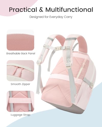 Image of LOVEVOOK School Backpack for Teen Girls & Kids, Lightweight Large Capacity Waterproof Bookbag with 15.6 inch Laptop Compartment, Cute Ergonomic Bag for Elementary Middle School Students