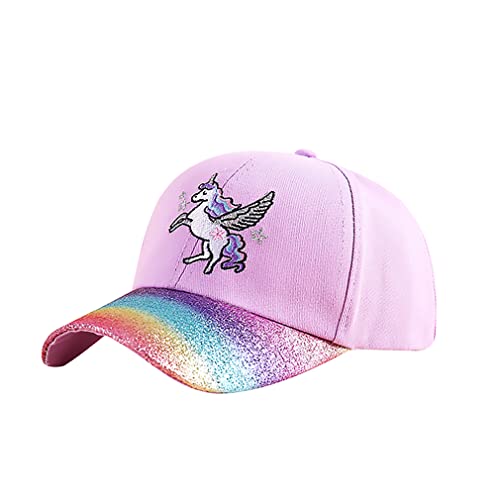 D.O.T Girls Baseball Cap Cute Unicorn Hat Adjustable Summer Beach Sport Trucket Hat for Kids Ages 3-8Years