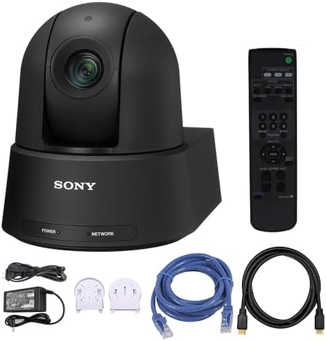 Sony SRG-A12 4K PTZ Camera Bundle (Black) | AI Auto Framing, 12x Optical Zoom, 1/2.5" Sensor & Remote Control | Ideal for Broadcast & Conference Production (SRGA12) + Ethernet Cable + HDMI Cable - 1