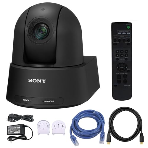 Sony SRG-A12 4K PTZ Camera Bundle (Black) | AI Auto Framing, 12x Optical Zoom, 1/2.5" Sensor & Remote Control | Ideal for Broadcast & Conference Production (SRGA12) + Ethernet Cable + HDMI Cable