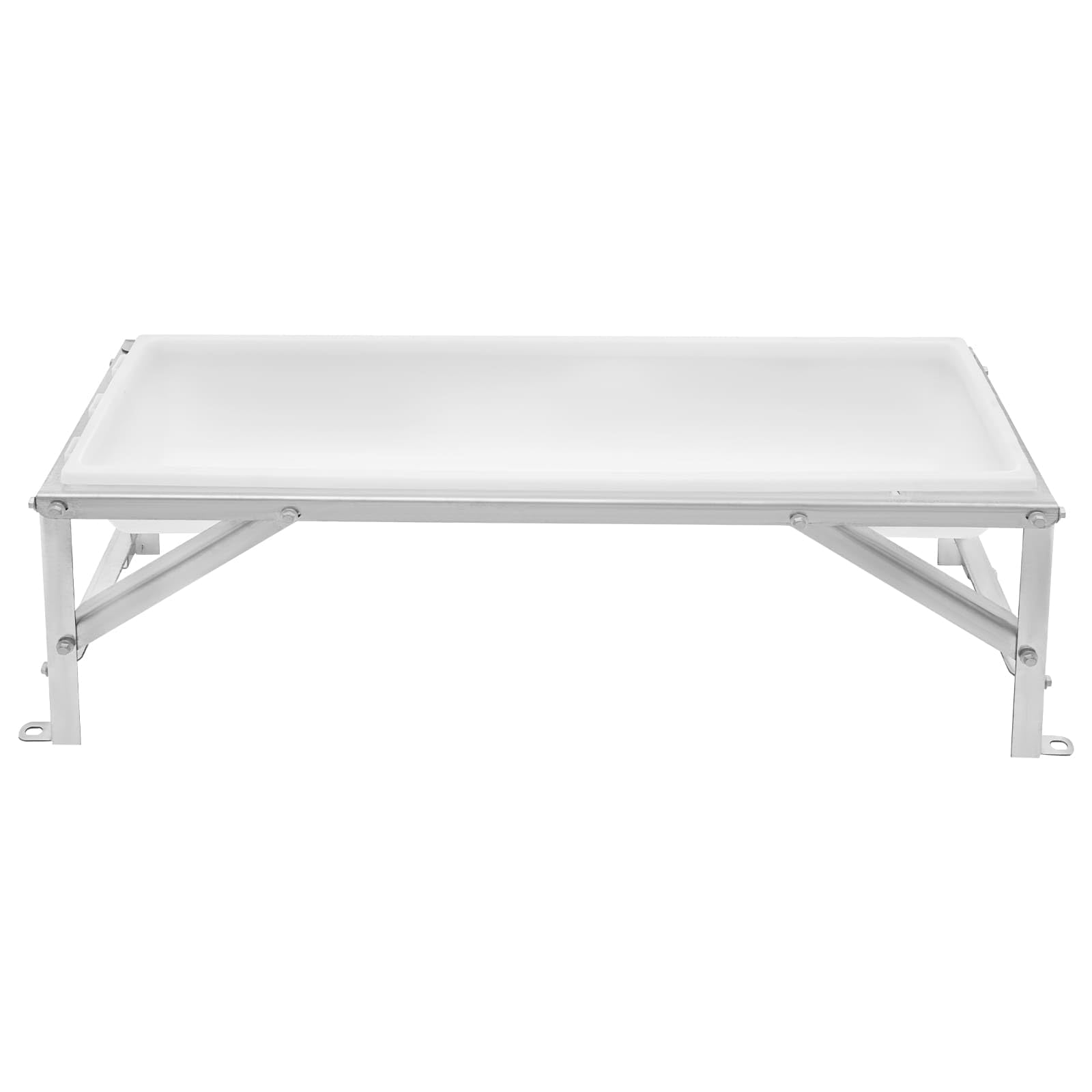 Comedero para Ganado con Soporte metálico de 99 cm de Largo y Gran Capacidad para corderos, Potros, terneros, ovejas, Caballos, Alpacas y Cabras en la Granja (Plateado + Blanco).