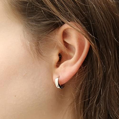 Silver Hoops Earrings for Women, Small Sterling Silver Hoop Earrings Cartilage Huggie Hypoallergenic Earrings for GirlUnisex Sleeper Hinged Hoop Earrings for Christmas Birthday Gift