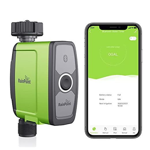 RAINPOINT Sprinkler Timer,Bluetooth Water Timer Programmable Smart Hose Faucet Timer with Irrigation&Mist Mode,Wireless Remote Control Irrigation System with Water Flow Meter for Outdoor Garden Lawns