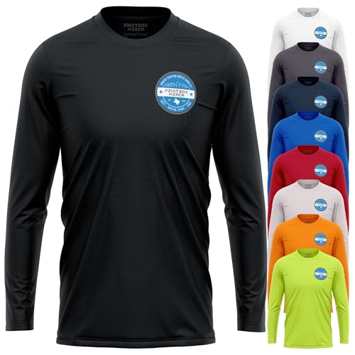 Custom Dry Fit Long Sleeve Shirts for Men, Add Your Logo Front & Back Printing, Customized Moisture Wicking Sun Protection UV Construction Landscaping Workwear T-Shirts Black