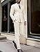 Wangyue Mens Cream Double Breasted Suit 2 Piece Slim fit Suits for Men Peak Lapel Wedding Business Outfit Size M