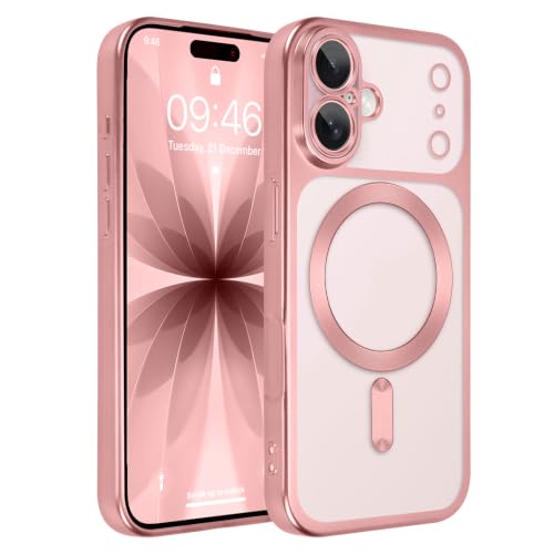 tharlet Magnetic for iPhone 17 case Clear Pink Luxury Plating Edge