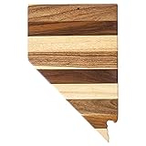 Totally Bamboo Rock & Branch Shiplap Series Nevada State Shaped Wood Cutting Board and Charcuterie Serving Platter, Includes Hang Tie for Wall Display