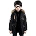 Produktbild SXSHUN Jungen Verdickte Winterjacke mit Fellkapuze Kinder Warm Winterjacke Daunenjacke Daunenmantel, Schwarz, 152/158 (Etikettengröße:160)