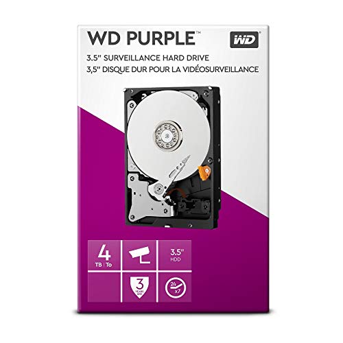 WD Purple 4 TB Surveillance Hard Disk Drive, Intellipower 3.5 Inch SATA 6 Gb/s 64 MB Cache 5400 RPM