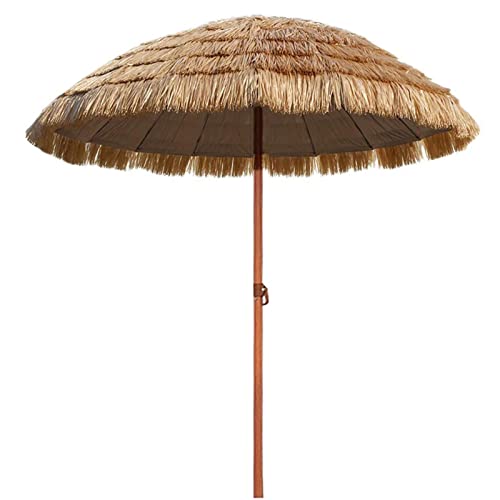 Sombrilla exterior de paja natural estilo hawaiano Ø1.8m con inclinación ajustable