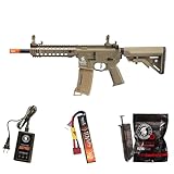 Lancer Tactical Gen 3 Programmable Trigger M4 CQB Lightweight Durable Polymer M4 Airsoft AEG with Lipo Battery & Charger (ETU & MOSFET Included) (Tan)