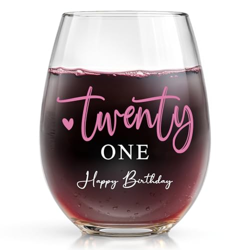 Comparison: Best 21St Birthday Stemless Wine Glasses 7 Socive 21st Birthday Gift for Her –Funny 21 Birthday Stemless Wine Glass, Turning 21-Year-Old Birthday Gift for Her Best Friend Sister Happy Birthday Present (Pink-21, 15, ounces)