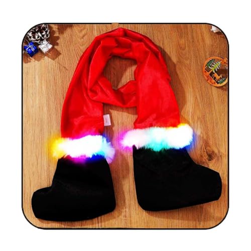 Latious Light Up Christmas Scarf Red LED Xmas Scarf Glow Santa Scarves for Women