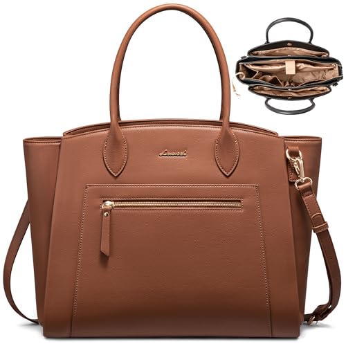 LOVEVOOK 15.6" Laptop Tote Bag with Pockets & Bottle Holder