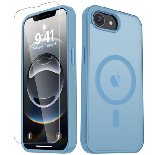 Image of for iPhone 17e Case, iPhone 16e Case, Matte Magnetic Phone Cover [with 1 Screen Protector] [Support for MagSafe] [Shockproof Military Grade Protection] Translucent Frosted Back, Lavender Purple