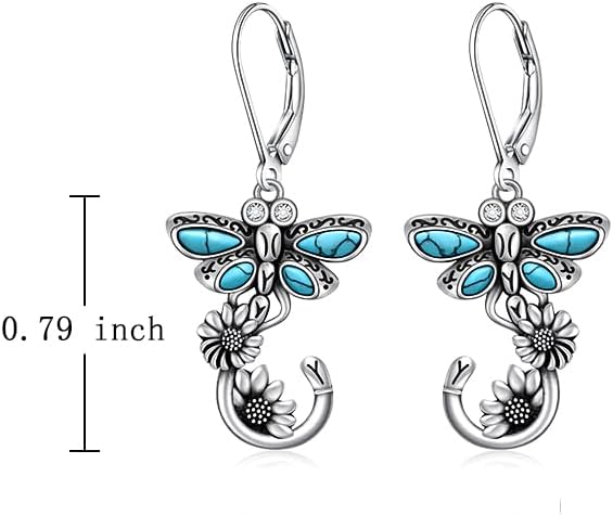 Dragonfly Earrings for Women Sterling Silver Dragonfly Earrings Dainty Jewelry Turquoise Dangle Jewelry Birthday Gifts - Image 7