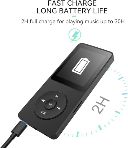 Image of Cason 16GB Mini MP3 Music Player with Bluetooth 5.4 & Voice Control Earphones, Video Playback,Pocket-Sized MP3 Player for Music,Voice Recording,FM Radio -Expanded Up to 128GB (Black)