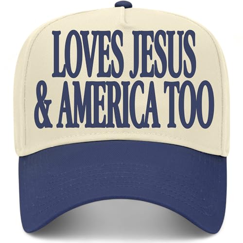 Loves Jesus & America Too Hat (US, Alpha, One Size, Navy/Natural)