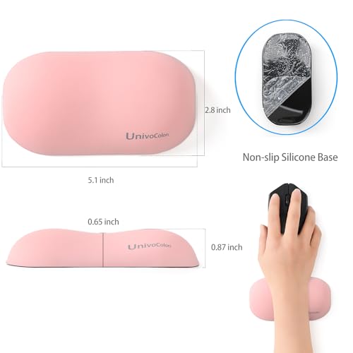 Image of UnivoColors Design-Wave Set of Wrist Rest,Artificial Sheepskin+Memory Foam+Ergonomic+Anti-Slip Gel, Resilience Support During Work and Gaming,Keyboard Accessory,Pink
