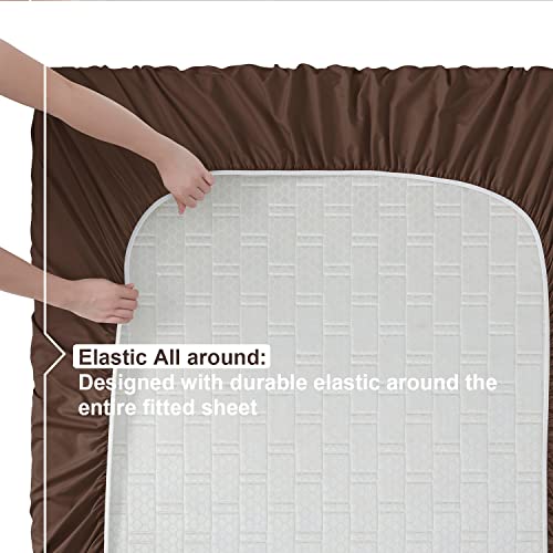 Nestl Twin Sheets Set - 3 Piece Twin Bed Sheets, Double Brushed Twin Sheet Set, Hotel Luxury Bed Sheets Twin Size, Extra Soft Chocolate Brown Sheets, Twin Size Bed Set #TOP4