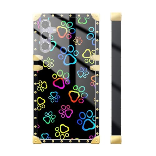 DAIZAG Compatible with Samsung Galaxy S24/S25 Case,Colorful Dog Footprints Golden Decoration Soft TPU Anti-Scratch Shockproof for Girl Protective Case for Samsung Galaxy S24/S25